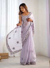 Nakshatra Lavender Burburry Silk Saree