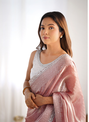 Nakshtara Peach Embellished Saree