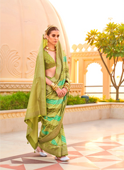 Nakshatra Light Olive Printed Saree