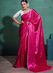 Nakshatra Diamond studded Hot Pink saree.