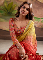 Nakshatra Red Banarsi Georgette saree