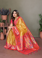 Nakshatra Mustard Banarasi Tissue Silk Saree