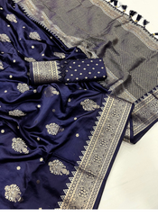 Nakshatra Blue satin silk saree.