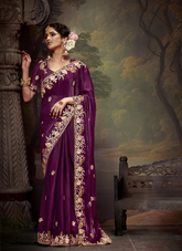 Nakshatra Stunning Burgundy Embroidery Saree