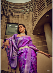 Peppy Purple Satin silk saree