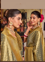 Nakshatra Grey weaved Tissue silk saree