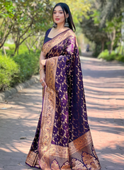 Nakshatra Purple Banarsi Silk sari