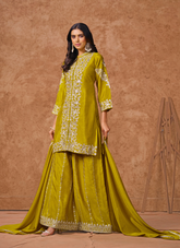 Nakshatra Olive Green Embroidered Palazzo Suit