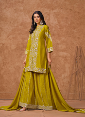 Nakshatra Olive Green Embroidered Palazzo Suit