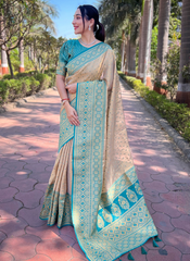 Nakshatra Beige Silk saree