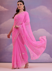 Nakshatra Girly Pink sequenced saree