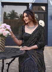 Nakshtra Black Party Wear Designer Saree