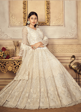 Nakshatra Serene White Wedding Lehenga