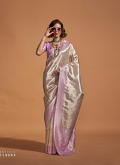 Nakshatra Lilac and silver Kanjeevaram saree