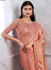 Nakshatra Pretty Peach Colored saree