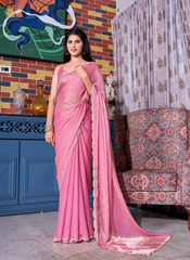 Nakshatra Pink Zircon Border Saree