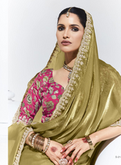 Nakshatra Mehndi Green Saree