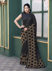 Nakshtra Black Party Wear Designer Saree