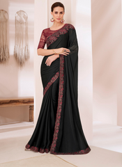 Nakshatra Black Chiffon Saree