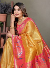 Nakshatra Mustard Banarasi Tissue Silk Saree