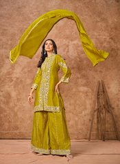 Nakshatra Olive Green Embroidered Palazzo Suit