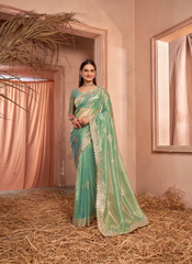 Nakshatra Green Shimmery saree