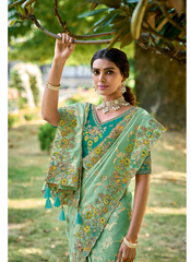 NakshatraSea Green Stone work saree