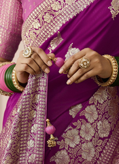 Nakshatra Burgundy Dola silk saree