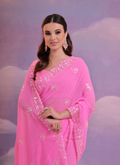 Nakshatra Girly Pink sequenced saree