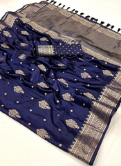 Nakshatra Blue satin silk saree.