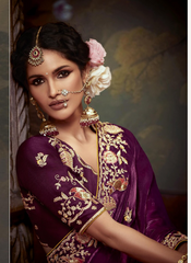 Nakshatra Stunning Burgundy Embroidery Saree