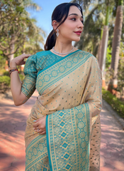 Nakshatra Beige Silk saree