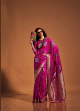 Nakshatra Rose Pink Silk Saree