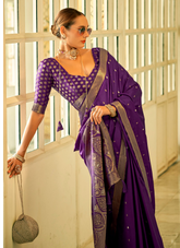 Nakshatra Playful Purple Silk saree