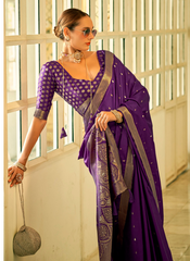 Nakshatra Playful Purple Silk saree