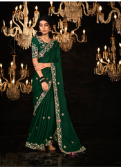 Bottle Green Party wear saree
