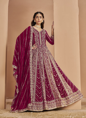 Nakshatra Pink Wedding Anarkali Suit