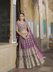 Nakshatra Purple Embroidered Bridesmaid Lehenga