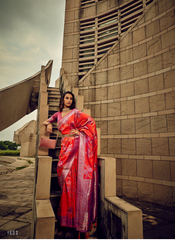 Ravishing Red Satin silk saree