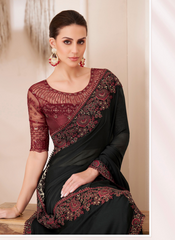 Nakshatra Black Chiffon Saree