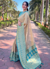 Nakshatra Beige Silk saree
