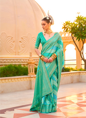Nakshatra Teal Green Printed Saree