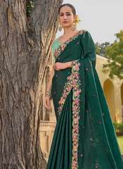 Gorgeous Green Organza saree