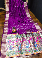 Nakshatra Wine Bandini Saree in Dola Silk