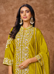 Nakshatra Olive Green Embroidered Palazzo Suit