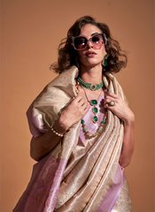 Nakshatra Lilac and silver Kanjeevaram saree