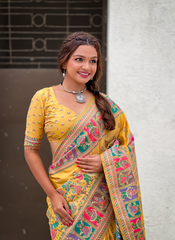 Nakshatra Yellow Kanjeevaram silk saree