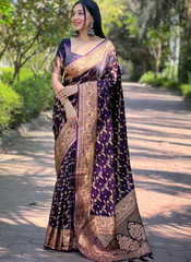 Nakshatra Purple Banarsi Silk sari