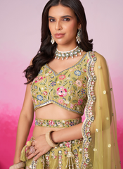 Nakshatra Mustard Embroidery Lehenga
