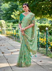 NakshatraSea Green Stone work saree